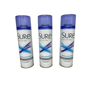 3 PACK SURE Anti-perspirant Deodorant Aerosol Spray 6oz - Regular Scent